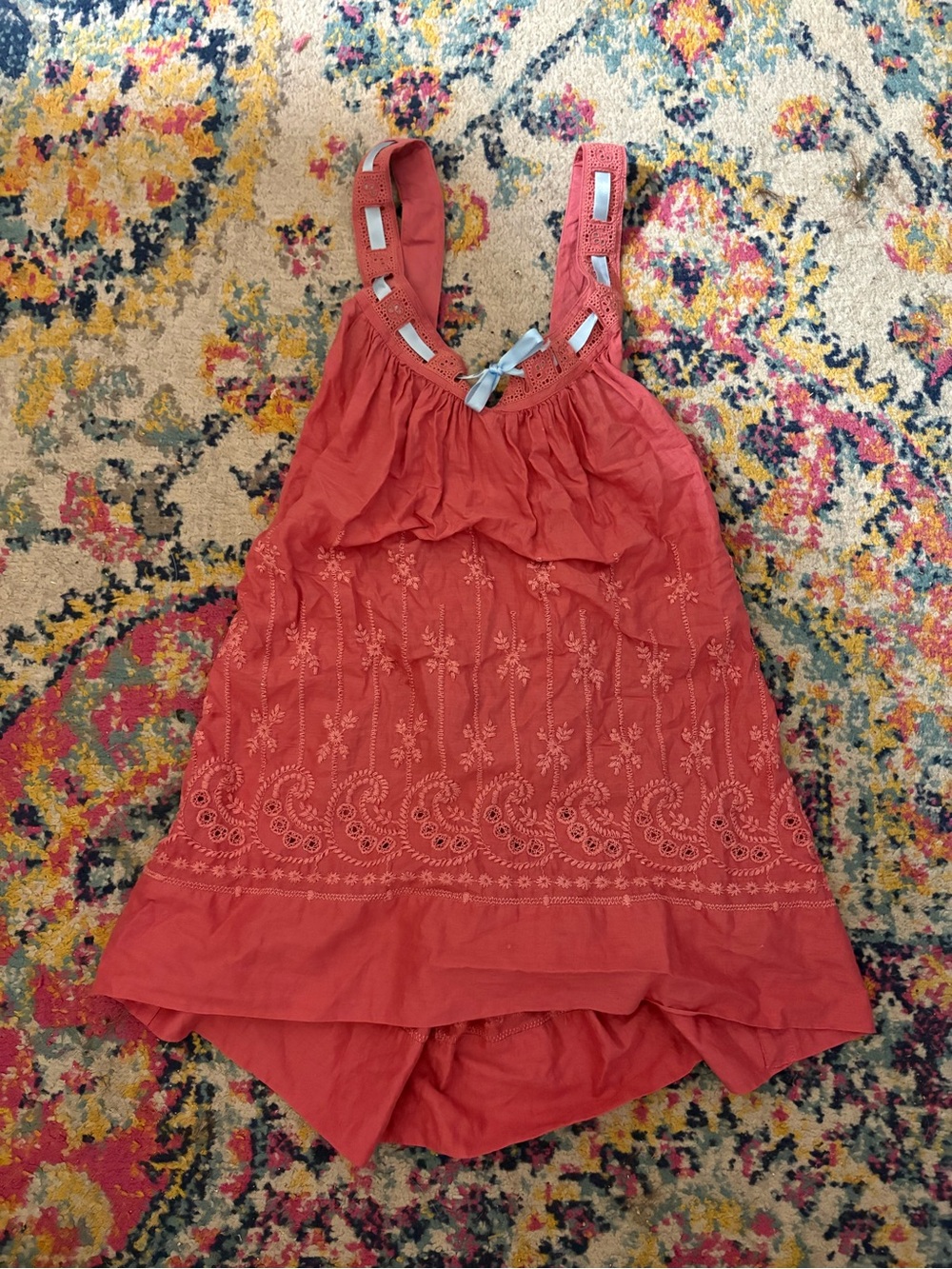 aerie Coral Embroidered Camisole Tank